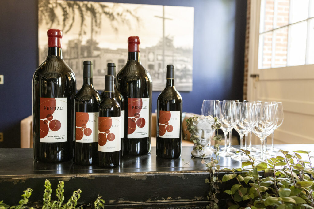 Wine bottles in beautiful tasting room