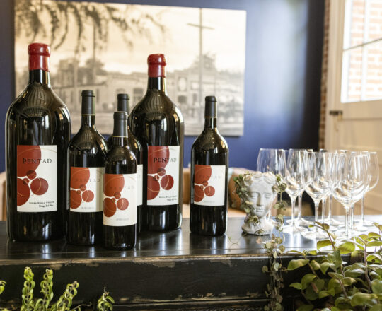 Wine bottles in beautiful tasting room